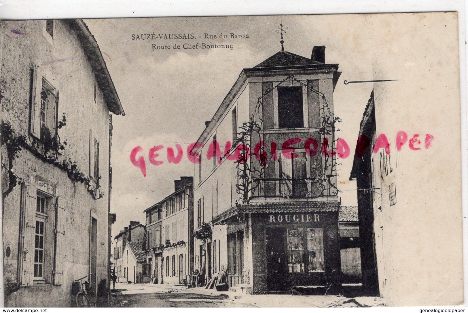 79- SAUZE VAUSSAIS- RUE DU BARON  ROUTE DE CHEF BOUTONNE - ROUGIER  1908 - Sauze Vaussais