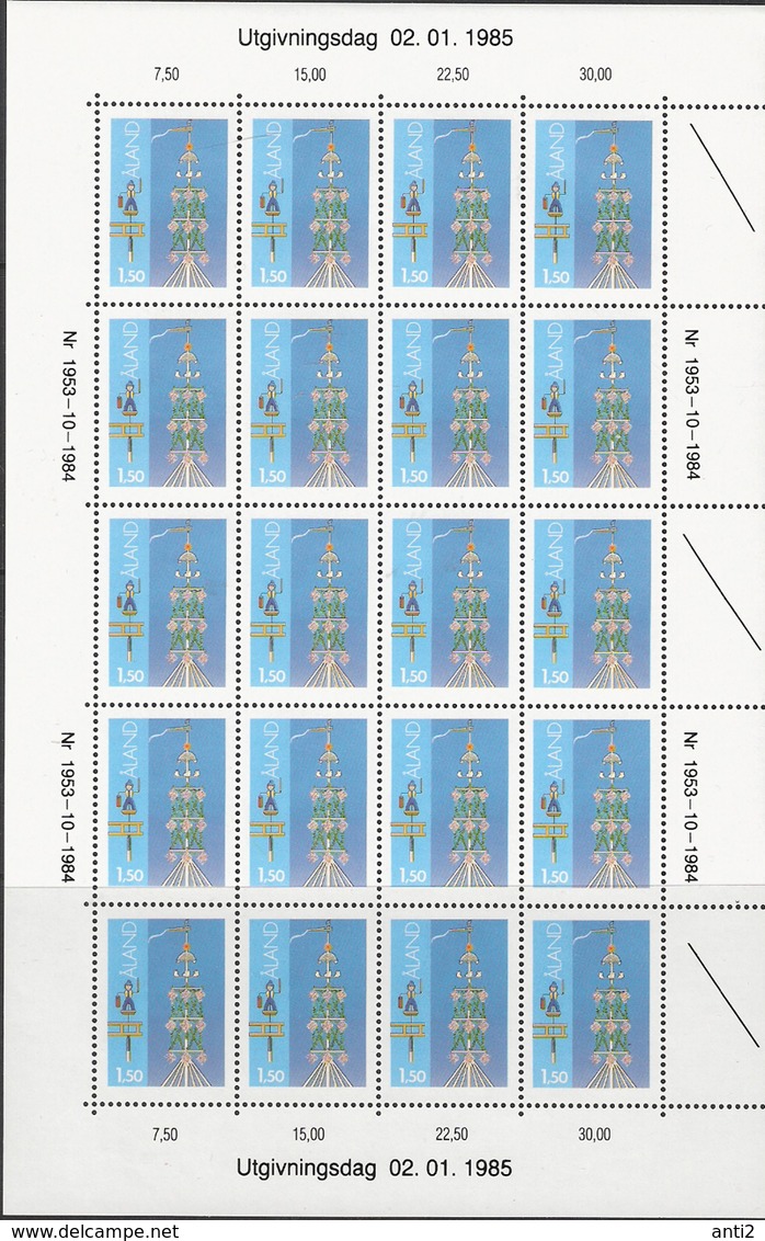 Aland 1985  Maypole In Storby; Fechtmann, Mi 10y  In  Sheet With 20 Stamps  MNH(**) - Aland