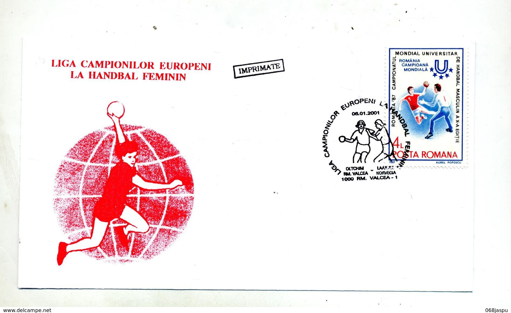 Lettre Cachet Valcea Championnat Handball Feminin 2001 - Lettres & Documents