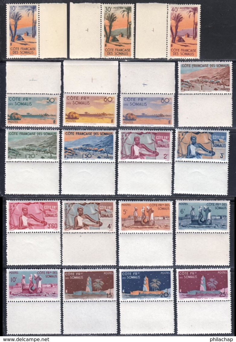 Cote Des Somalis 1947 Yvert 264 / 282 ** TB Bord De Feuille - Ungebraucht