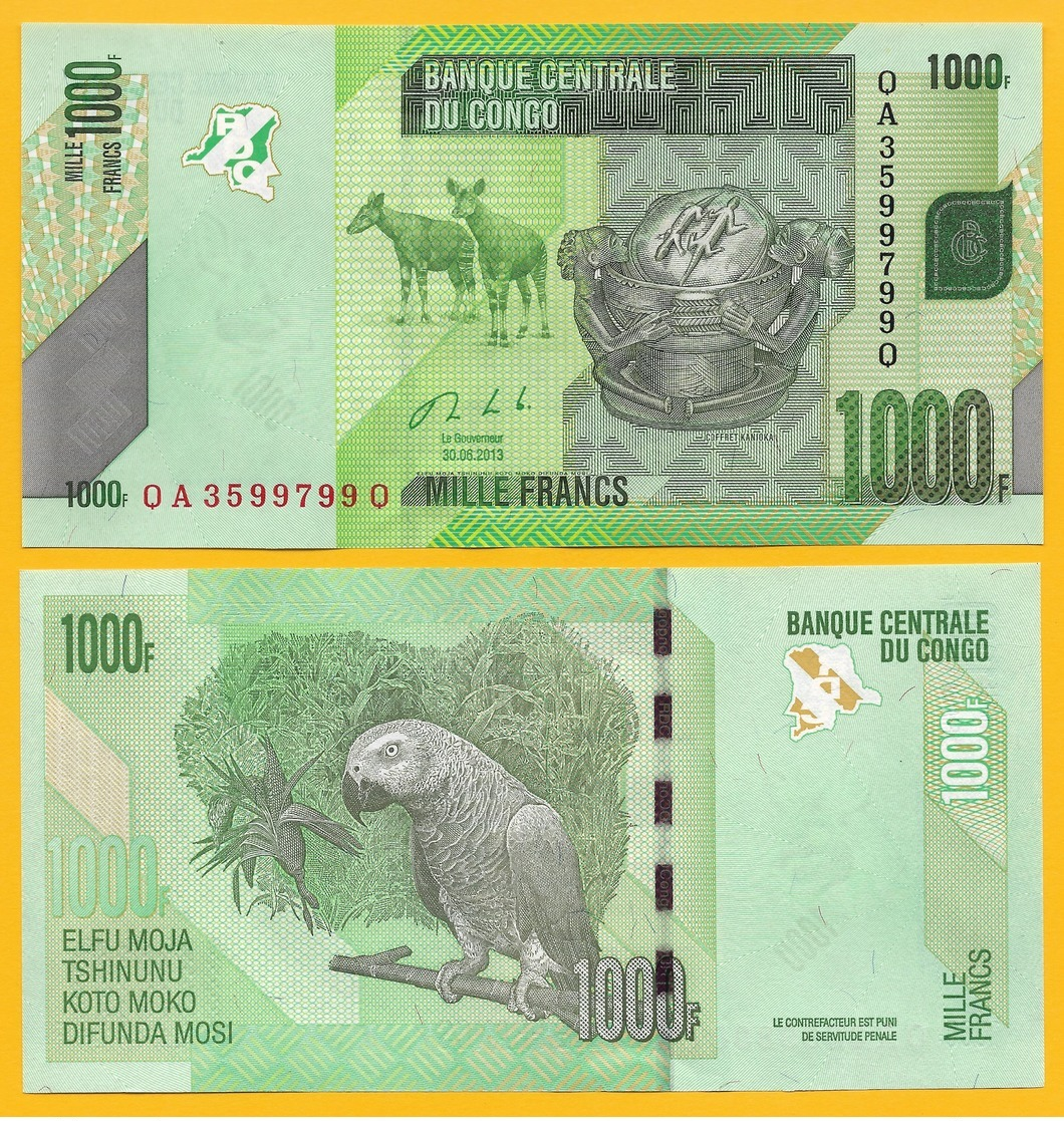 Congo 1000 Francs P-101b 2013 UNC - Sin Clasificación