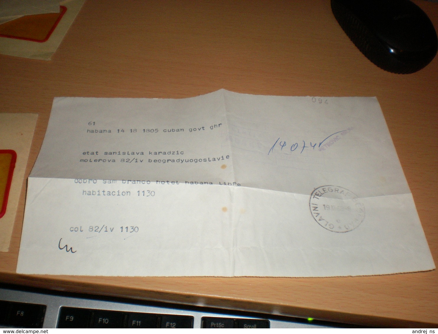 Telegram  Habana To Beograd 1968 - Telegraph