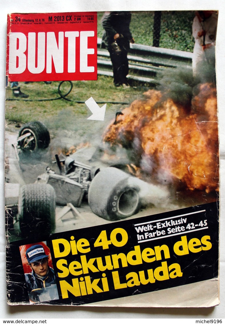 Magazine Allemand Bunte N° 2013CX Aout 1976 Sur L'accident De Niki Lauda - Deportes