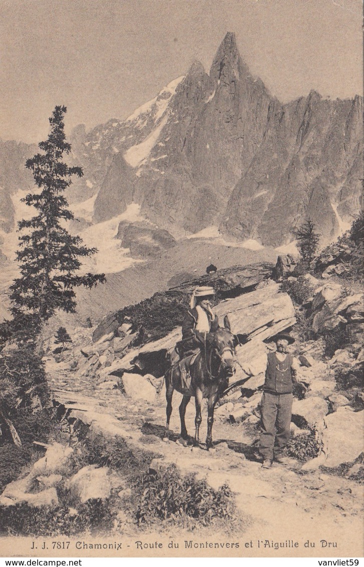 CHAMONIX-ROUTE DU MONTENVERS ET L'AIGUILLE-CARTOLINA NON VIAGGIATA -ANNO 1915-925 - Chamonix-Mont-Blanc