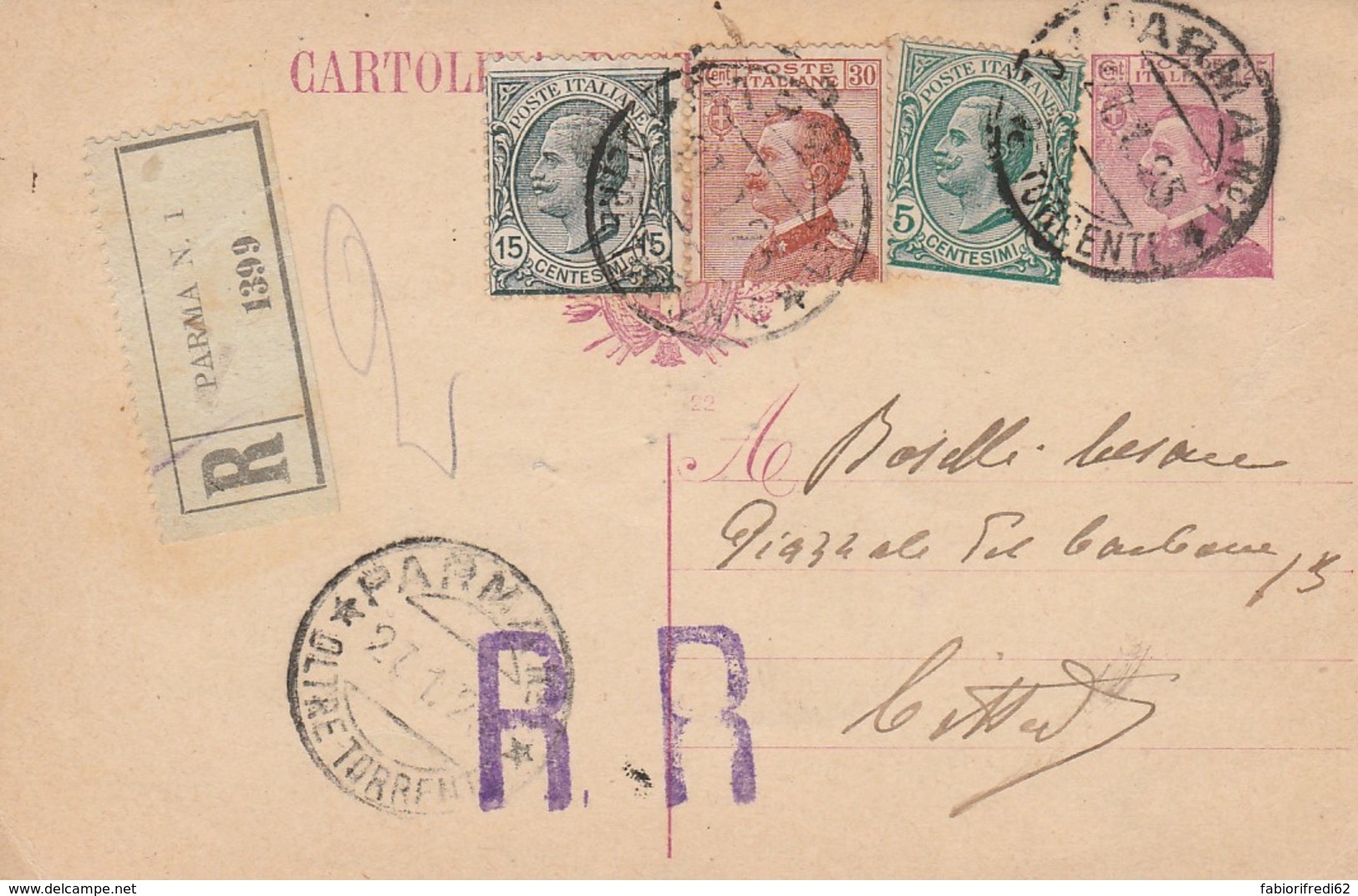 RACCOMANDATA 1923 INTERO CENT.25+15+30+5 TIMBRO PARMA (LK321 - Interi Postali