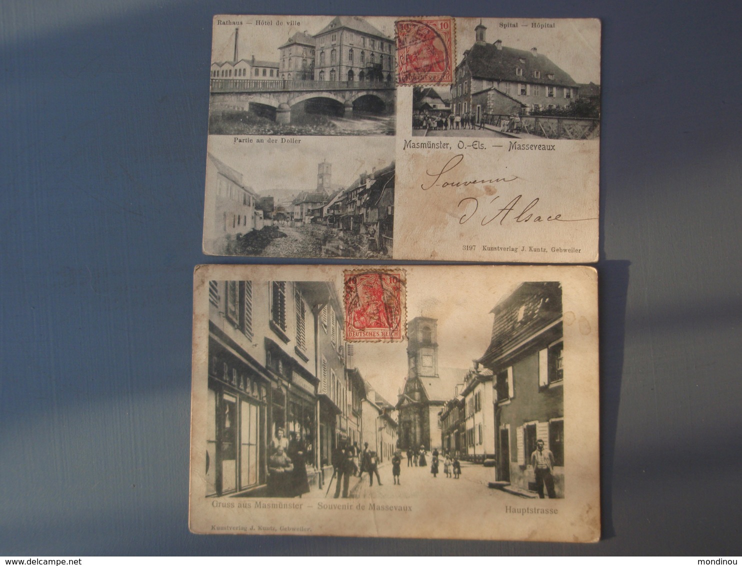 Cpa Souvenir De Massevaux Masmünter 1906 & Souvenir De Massevaux Gruss Aus Masmünter Haupstrasse 1906 - Autres & Non Classés