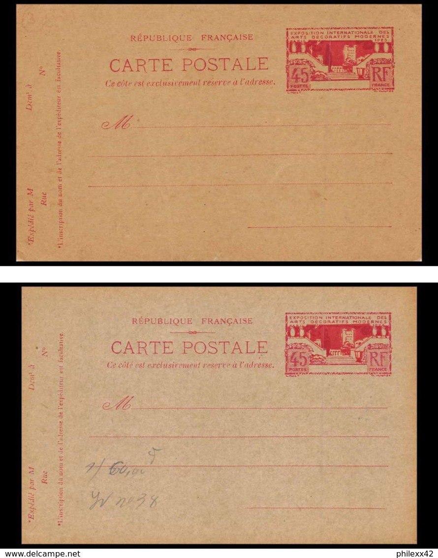 1268 France Entier Postal Stationery Carte Postale ARTS DECO Paris 1925 Neuf 2 Nuances Cote 90e Tb - Cartes Postales Types Et TSC (avant 1995)
