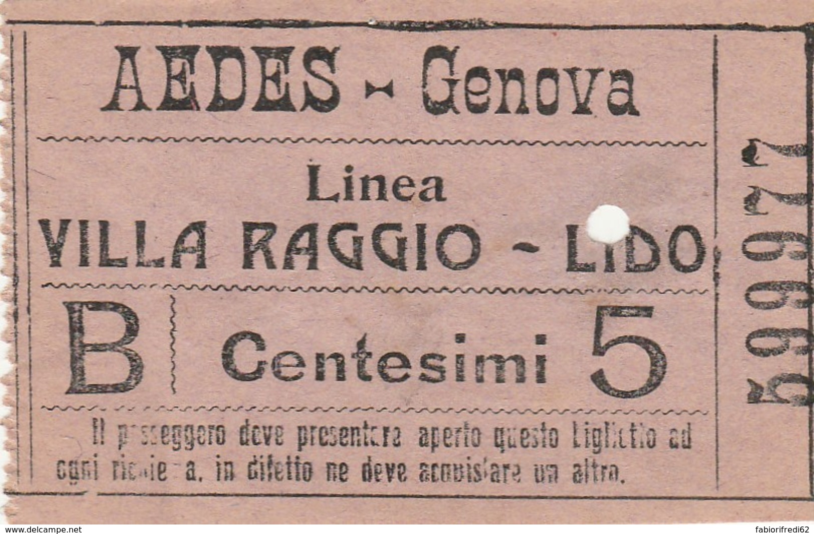 AEDES GENOVA CENT.5 BIGLIETTO AUTOBUS (FX304 - Europe