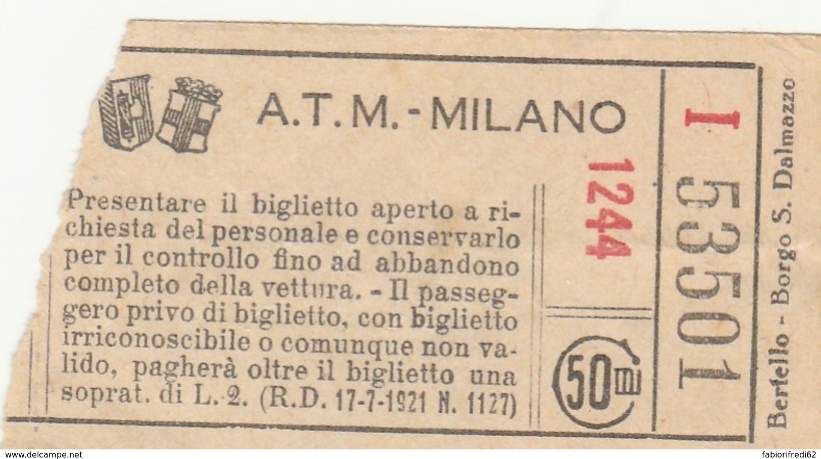 ATM MILANO 50 CENT BIGLIETTO AUTOBUS (FX337 - Europa