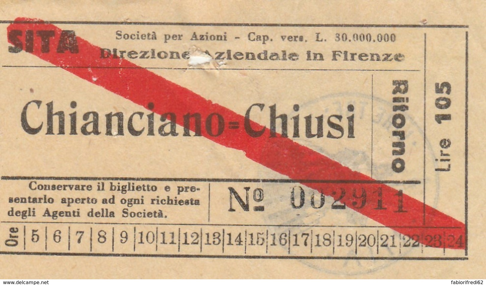 CHIANCIANO CHIUSI LIRE 105 BIGLIETTO AUTOLINEE (FX496 - Europa