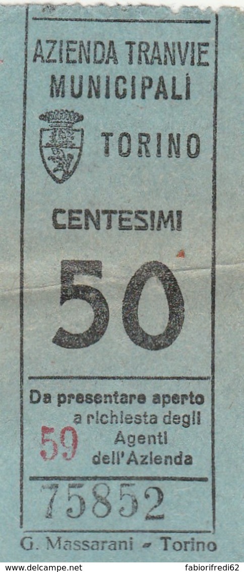 TORINO 50 CENT. BIGLIETTO AUTOBUS (FX322 - Europa