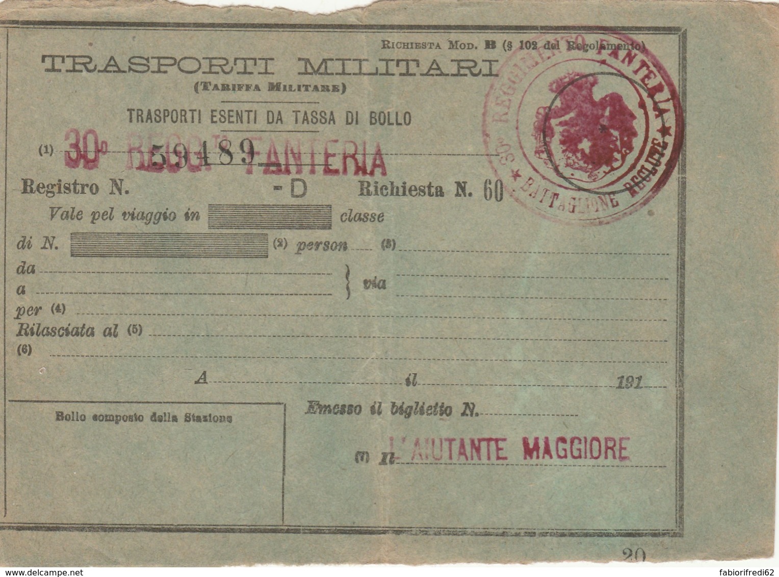 TRASPORTI MILITARI (SEGNI DEL TEMPO) BIGLIETTO FERROVIARIO (FX171 - Europa