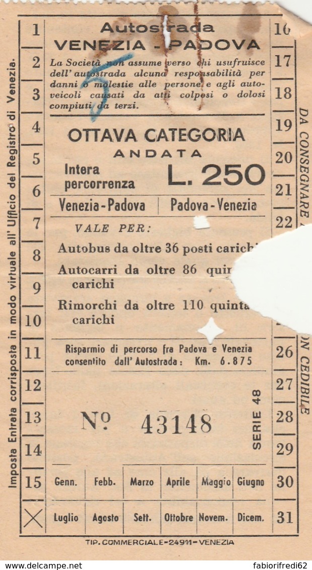 VENEZIA PADOVA BIGLIETTO AUTOLINEE (FX354 - Europa