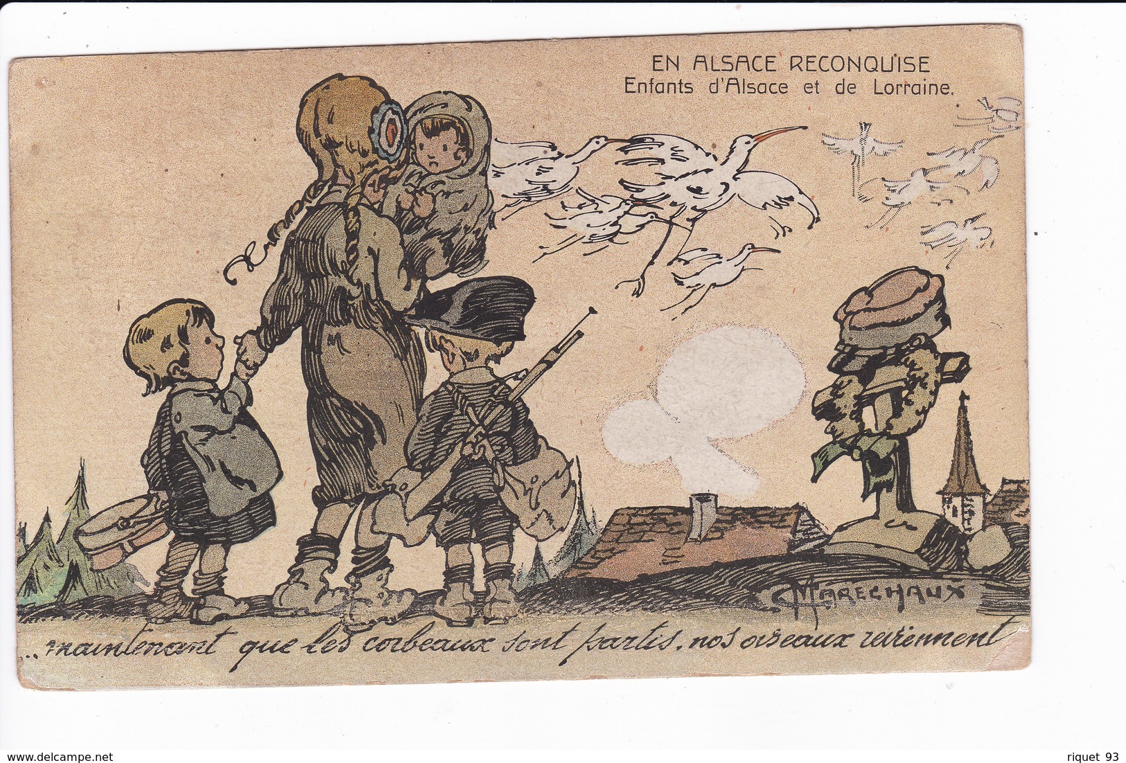 Lot 2 Cp-EN ALSACE RECONQUISE-Enfants D'Alsace Et De Lorraine. (dessin De C. Maréchaux) - Patriottiche