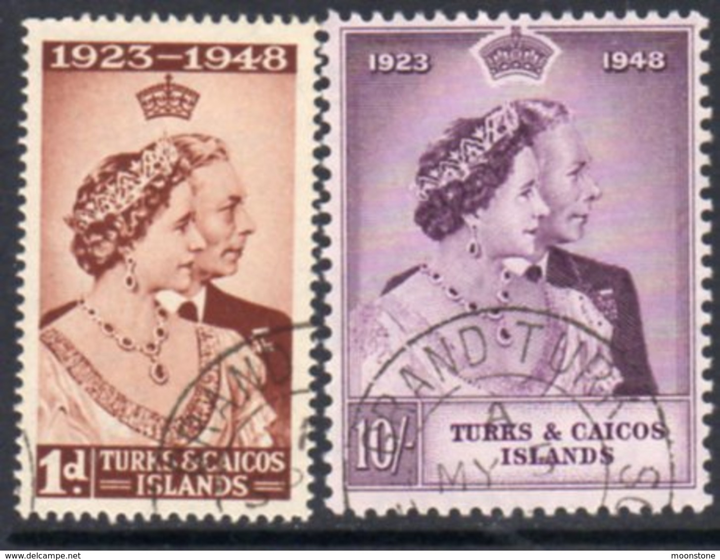 Turks & Caicos Islands GVI 1948 Royal Silver Wedding RSW Set Of 2, Used, SG 208/9 - Turks And Caicos