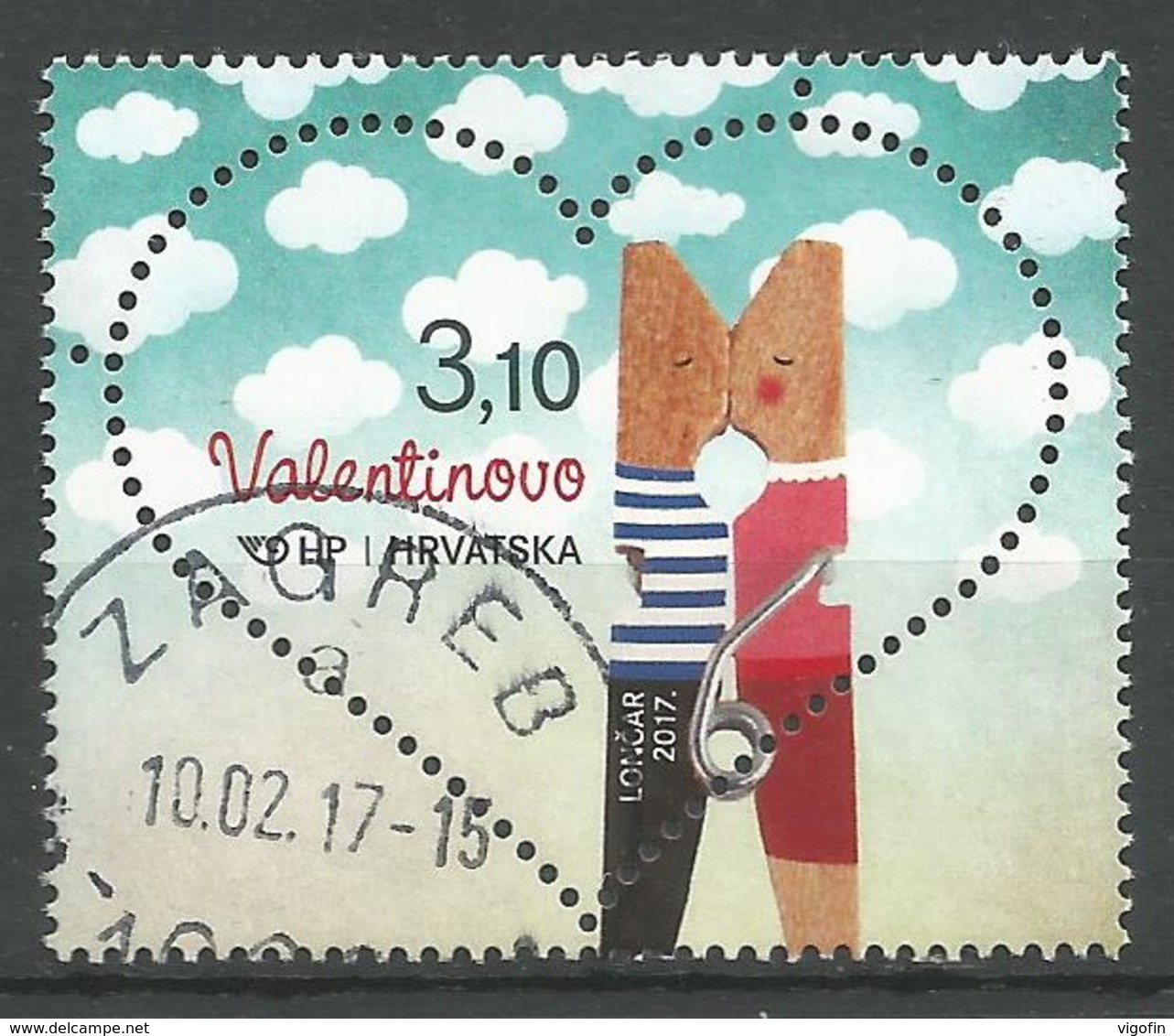 HR 2017-1263 LOVE SAN VALENTINO, HRVATSKA CROATIA, 1 X 1v, Used - Kroatië