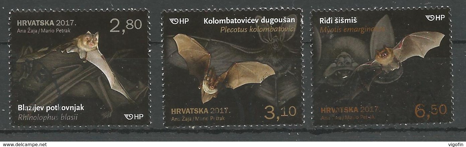 HR 2017-1272-4 FAUNA BATS, HRVATSKA CROATIA, 1 X 3v, Used - Croazia