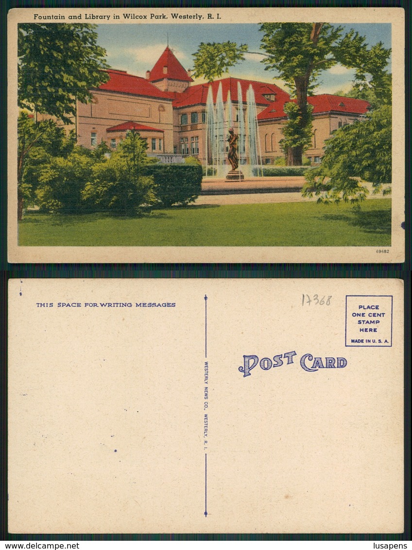 OF [17368] - USA - FOUNTAIN AND LIBRARY IN WILCOX PARK WESTERLY RI - Autres & Non Classés