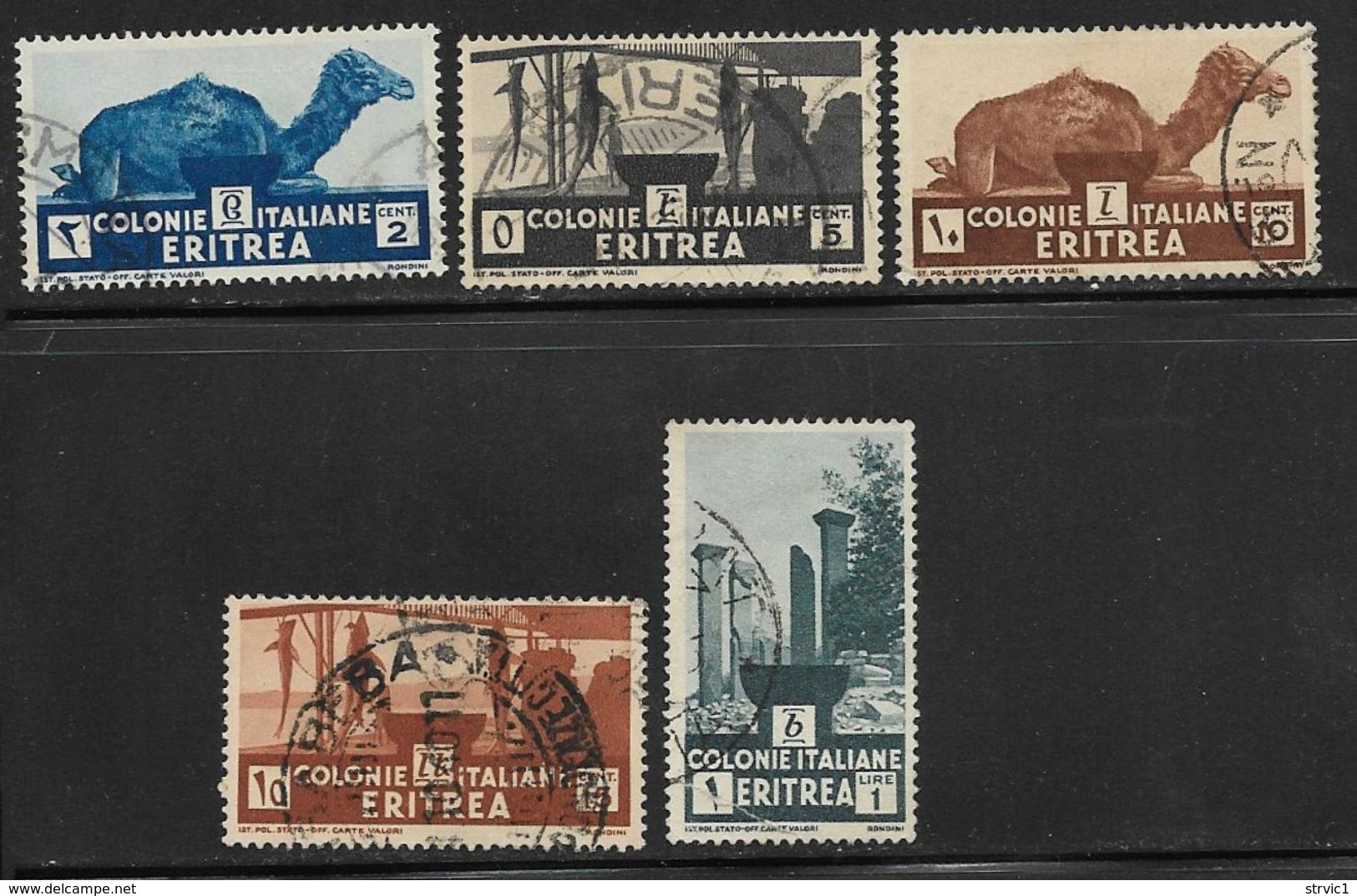 Eritrea Scott # 158-61,164 Used Various Designs, 1934, #164 Has Corner Crease - Erythrée