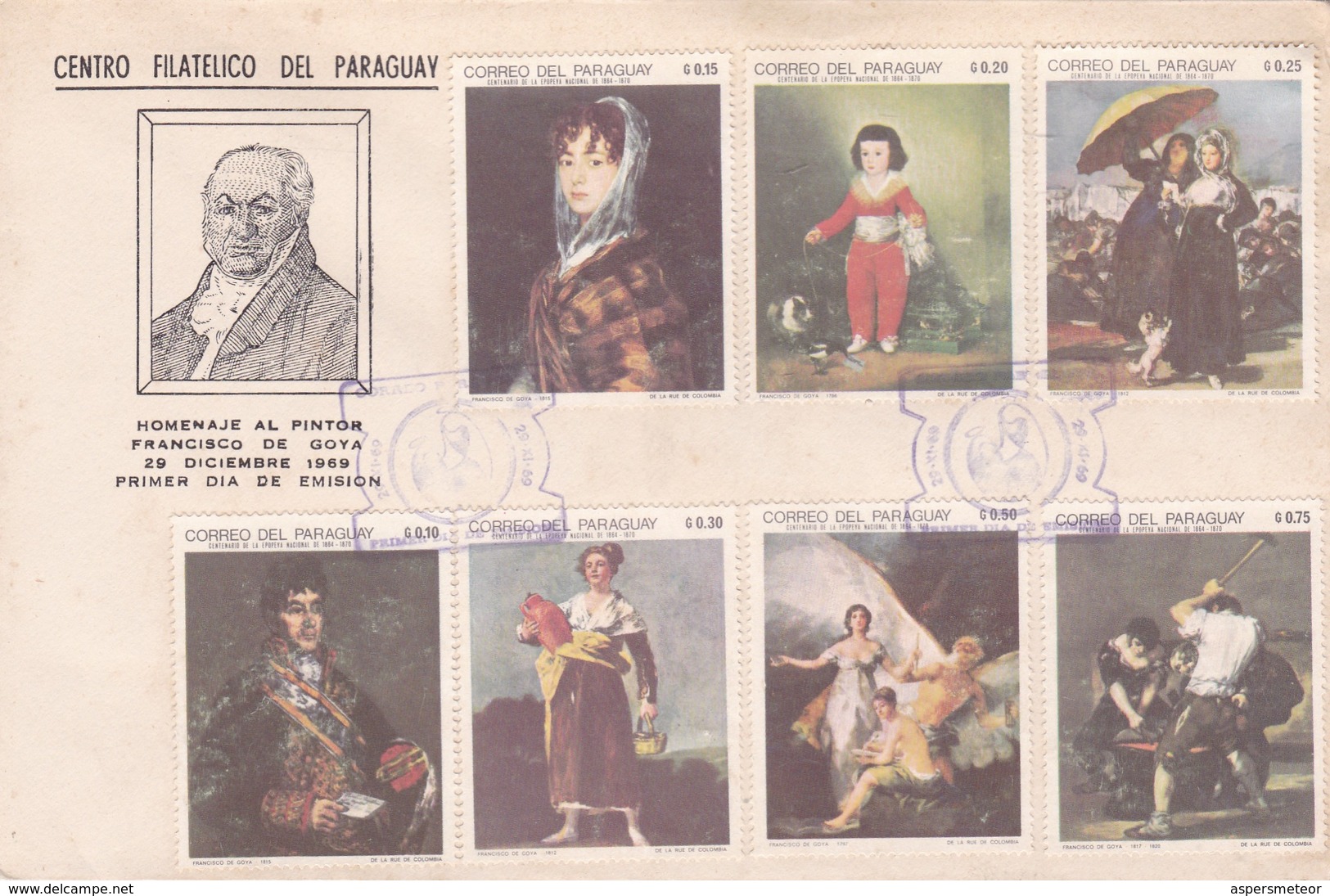 HOMENAJE AL PINTOR FRANCISCO DE GOYA-FDC 1969 PARAGUAY. 2 DIFFERENT STAMPS - BLEUP. - Autres & Non Classés