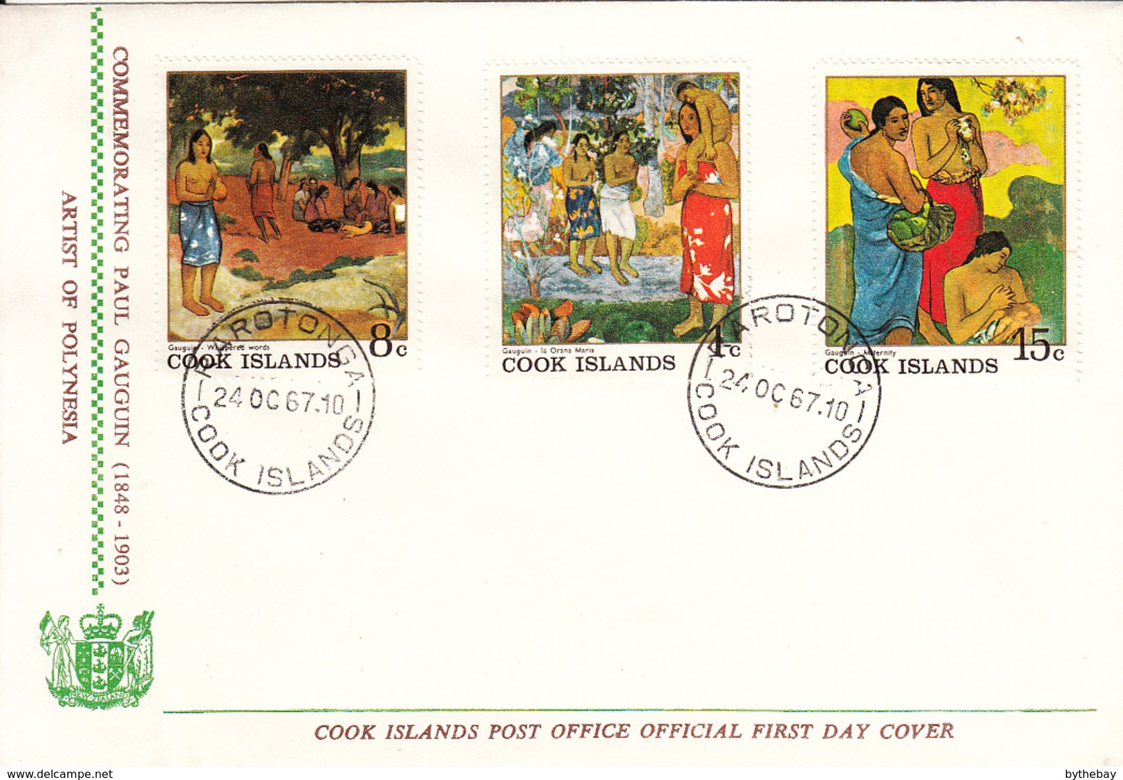 Cook Islands 1967 2 FDCs Sc #221-#226 Paintings By Paul Gauguin - Islas Cook