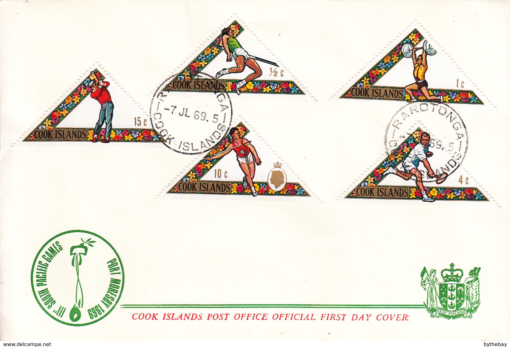 Cook Islands 1969 2 FDCs Sc #254-#258 Soccer, Pole Vault, Boxing, Tennis - Sports - Cookeilanden