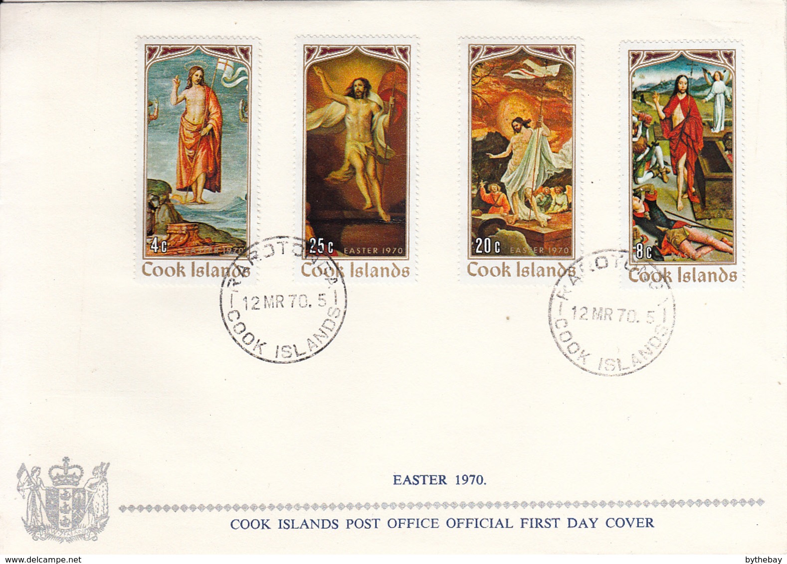 Cook Islands 1970 FDC Sc #273-#276 Easter Paintings - Cook
