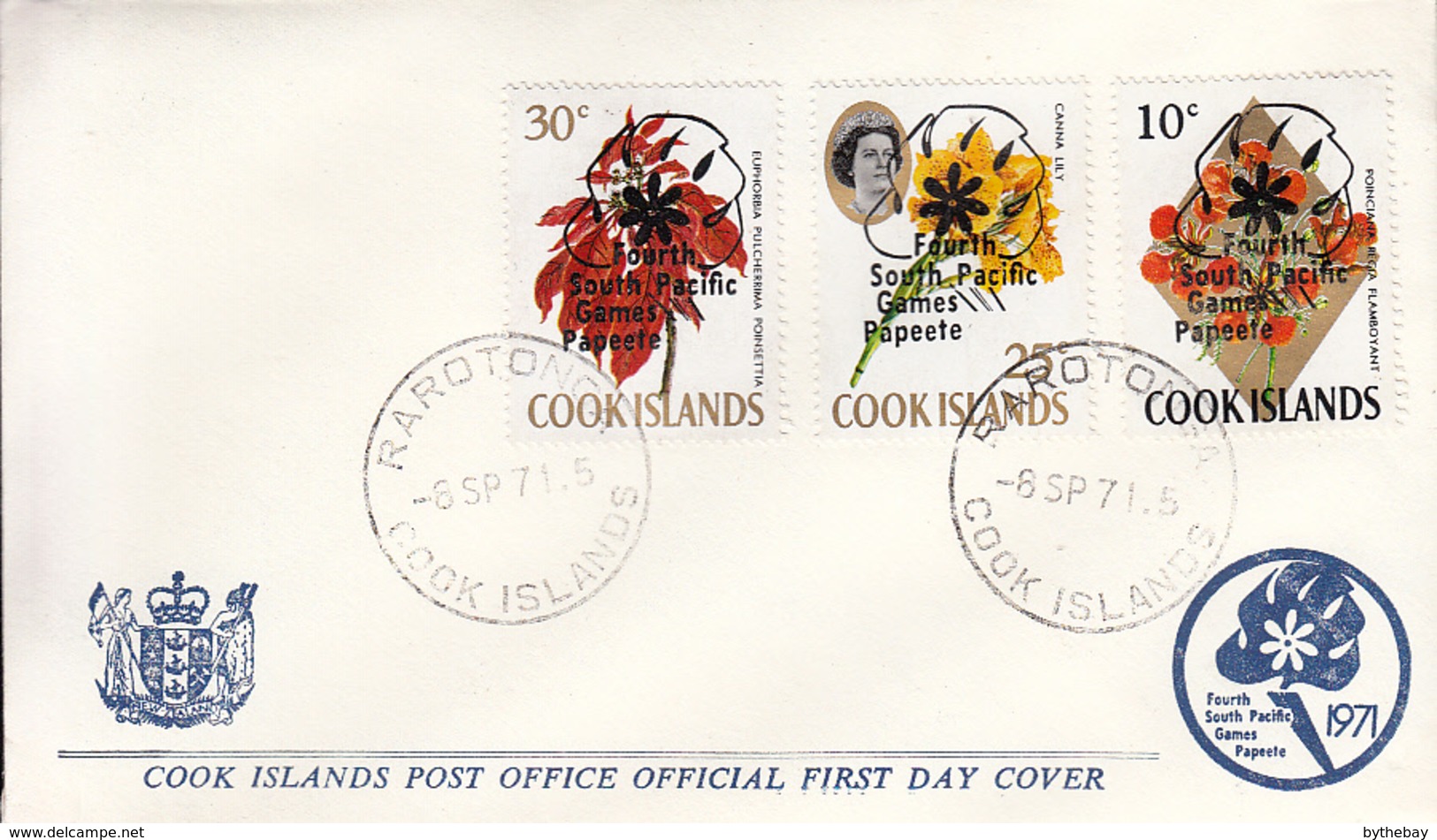 Cook Islands 1971 FDC Sc #302-#304 Overprint 4th South Pacific Games - Cookinseln