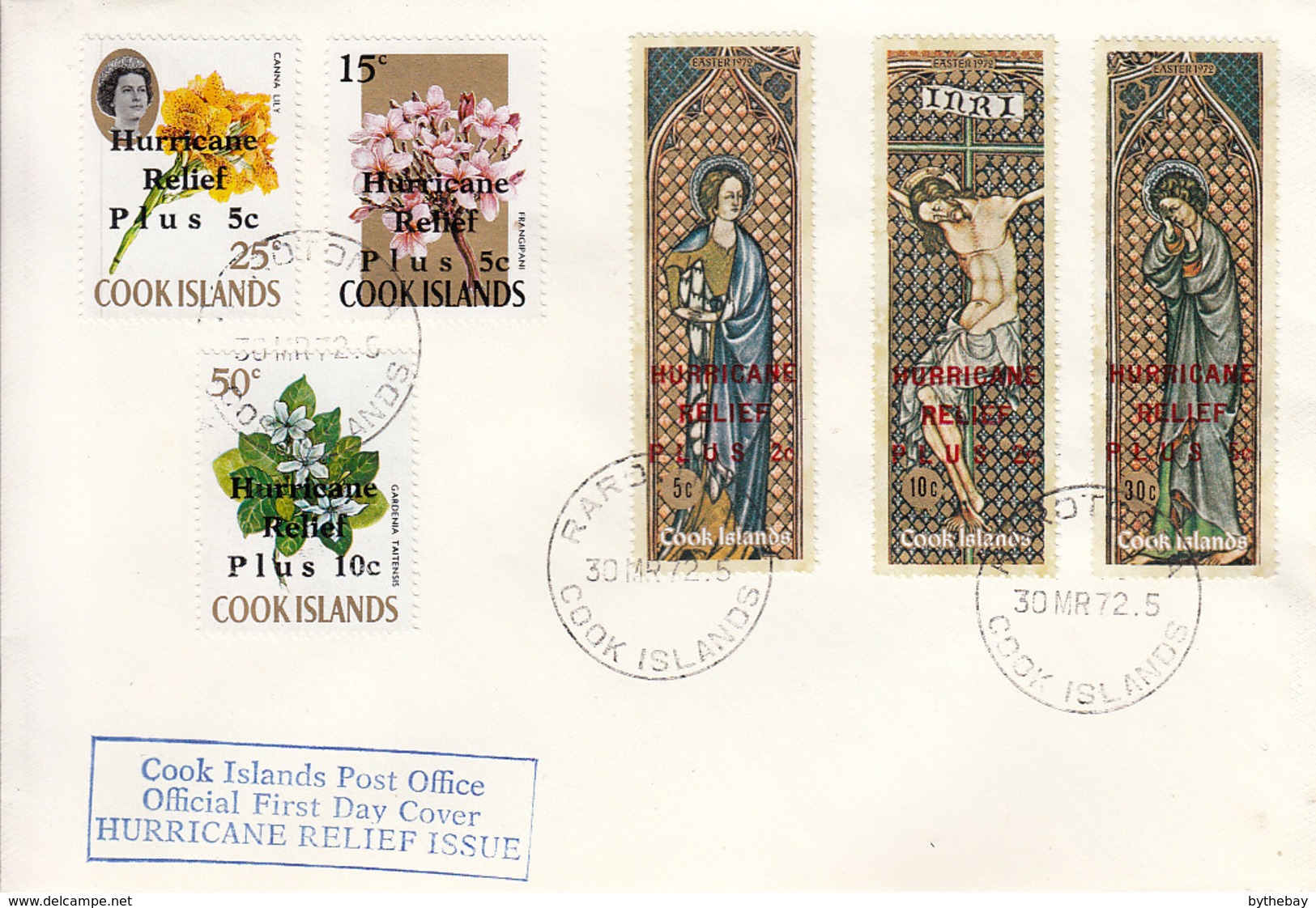 Cook Islands 1972 FDC Sc #B15-#B20 Surcharges Hurricane Relief Easter, Flowers - Cook