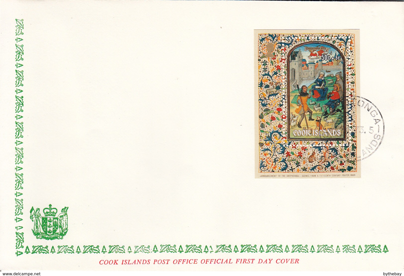 Cook Islands 1973 5 FDCs Sc #B34-#B38 Souvenir Sheets Christmas 15th Century Prayer Book - Cook