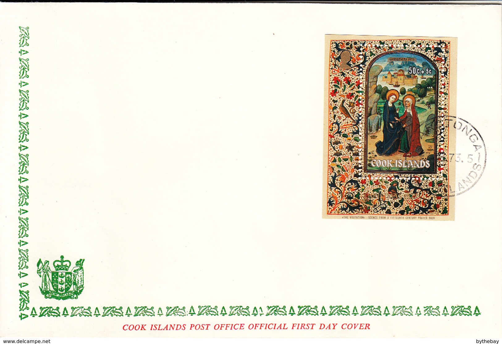 Cook Islands 1973 5 FDCs Sc #B34-#B38 Souvenir Sheets Christmas 15th Century Prayer Book - Cook