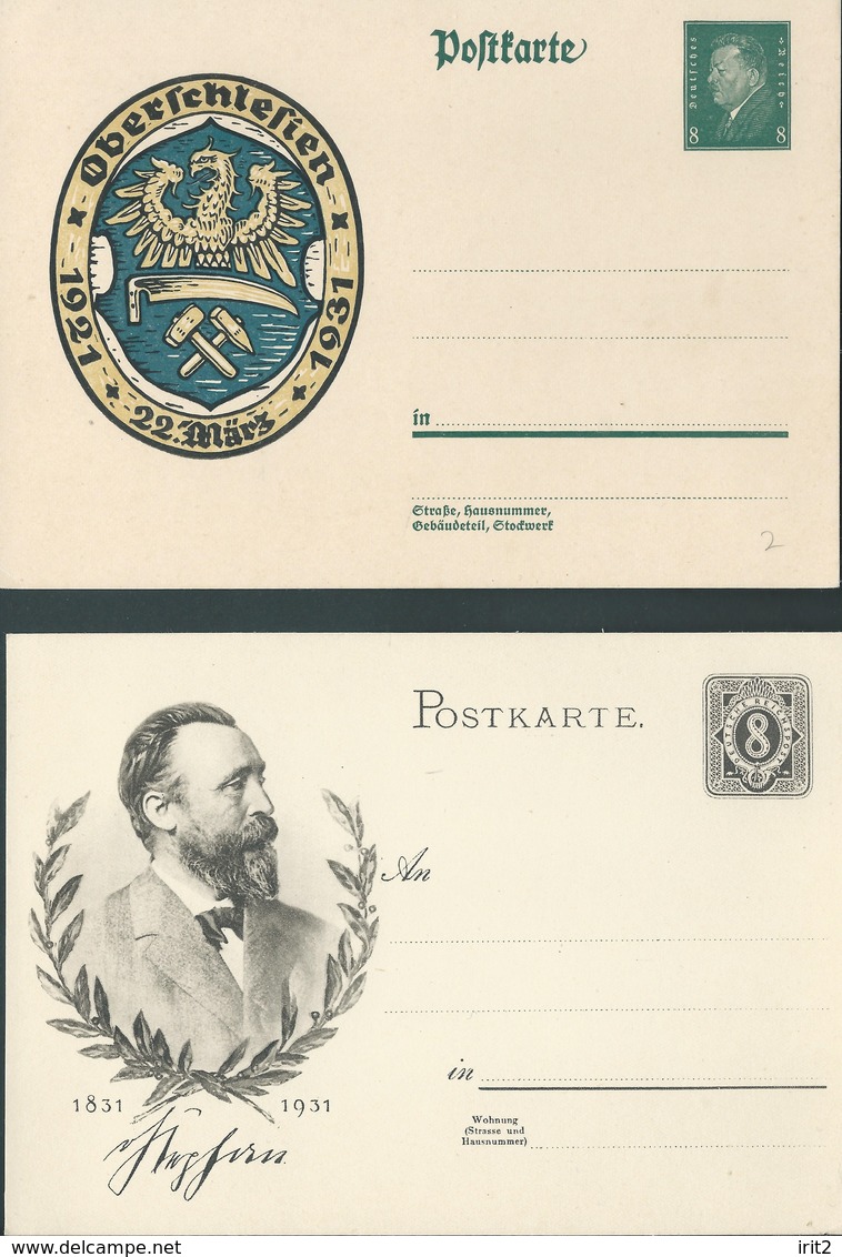 Germania Germany Deutschland 1931 Two Unused Postal Cards - To Identify