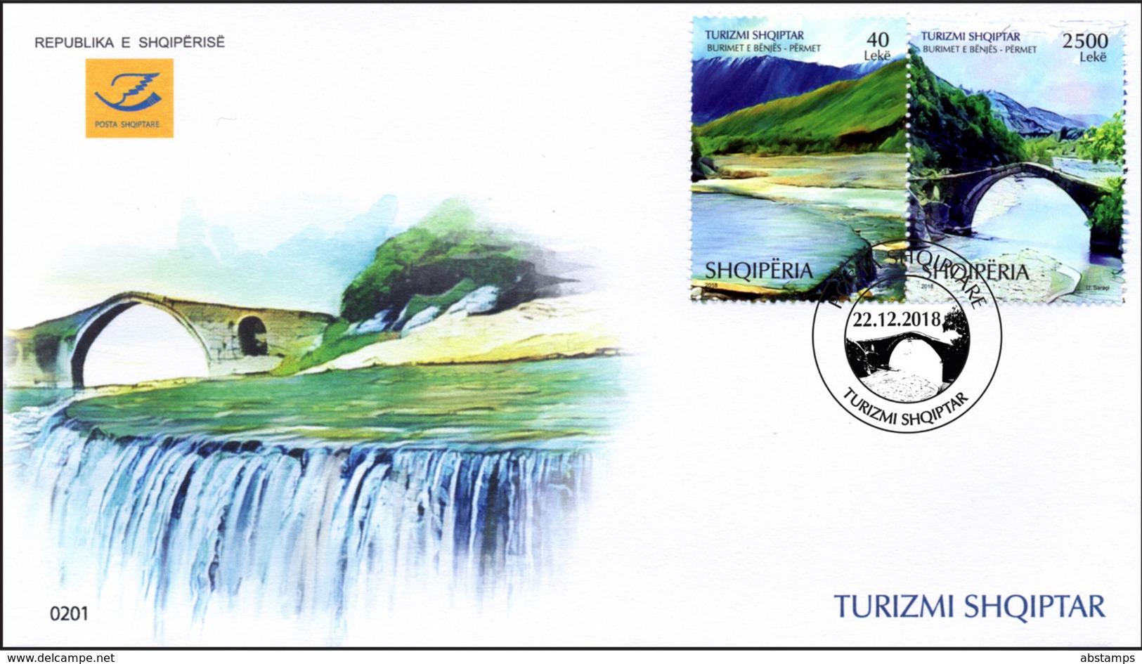 Albania Stamps 2018. Tourism: Thermal Springs; Brigde; Vjosa River. FDC MNH - Albania
