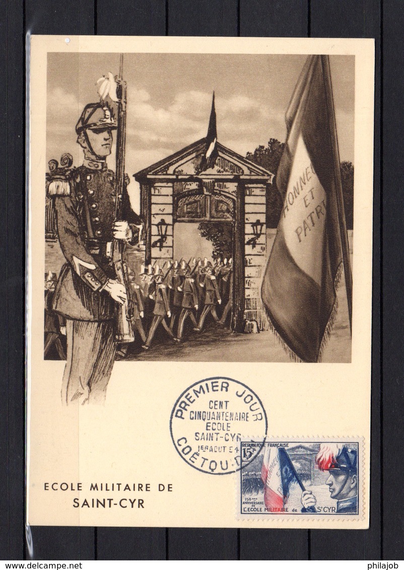 " 150 ANS DE L'ECOLE MILITAIRE DE SAINT-CYR " Sur Carte Maximum De 1954. Editions Bourgogne. N° YT 996. Parfait état. CM - Militaria