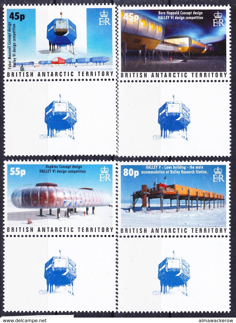 2018-0151 BAT Antarctic Bases Complete Set With Gutter Pairs Mi 404-407 MNH ** - Ungebraucht