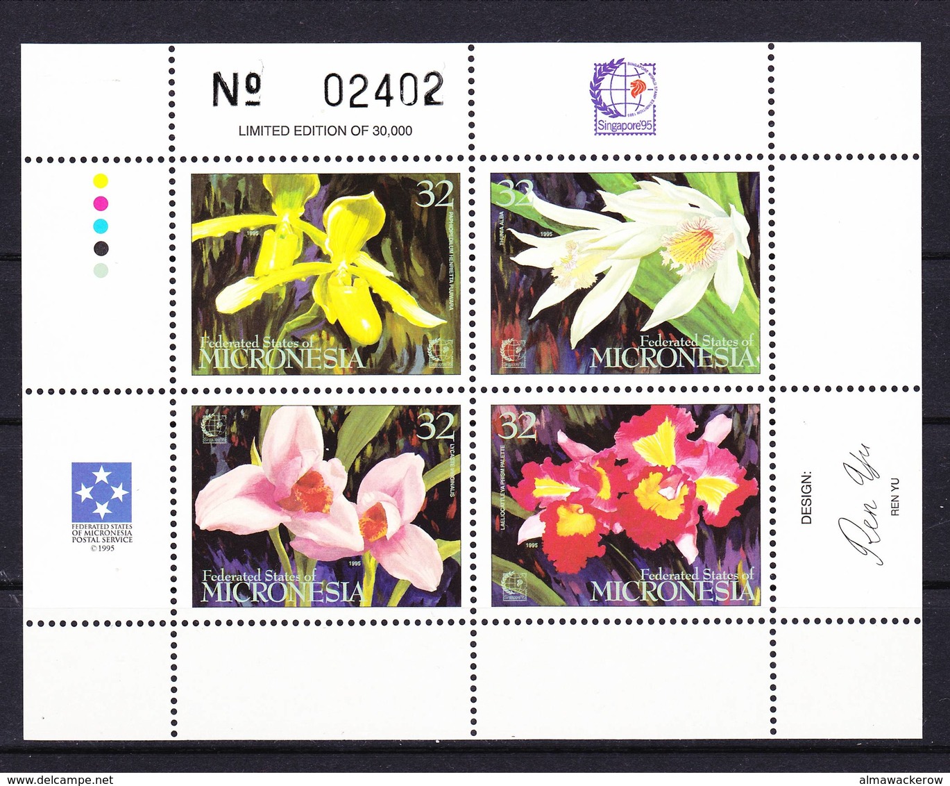 2018-0178 Micronesia 1995 Complete Sheetlet Orchids Mi 431-434 MNH ** - Micronesia