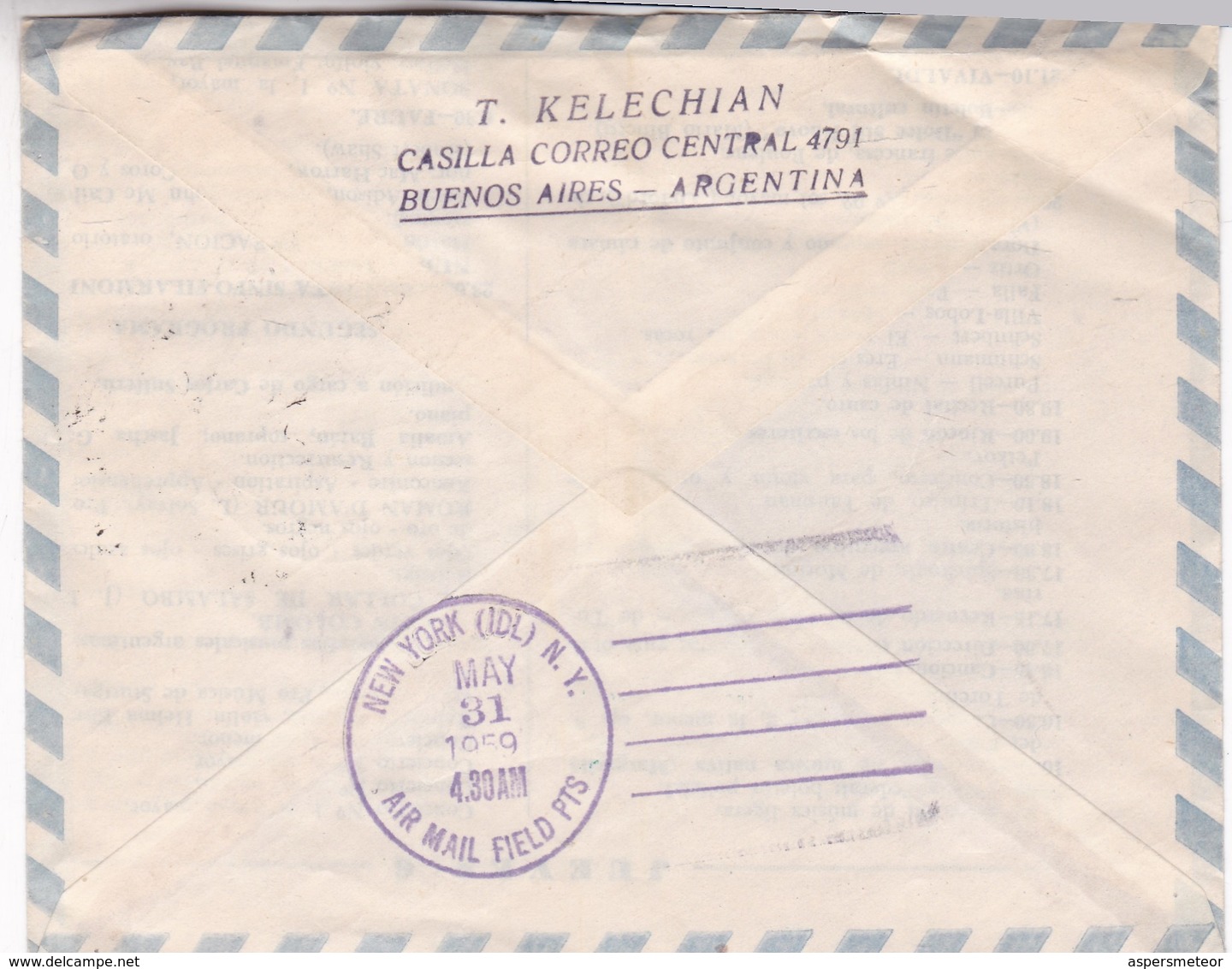 AIRMAIL, AEROLINEAS ARGENTINAS PRIMER VUELO A NUEVA YORK AVIONES A REACCION 1959. FULL CONTENT INSIDE - BLEUP. - Luftpost