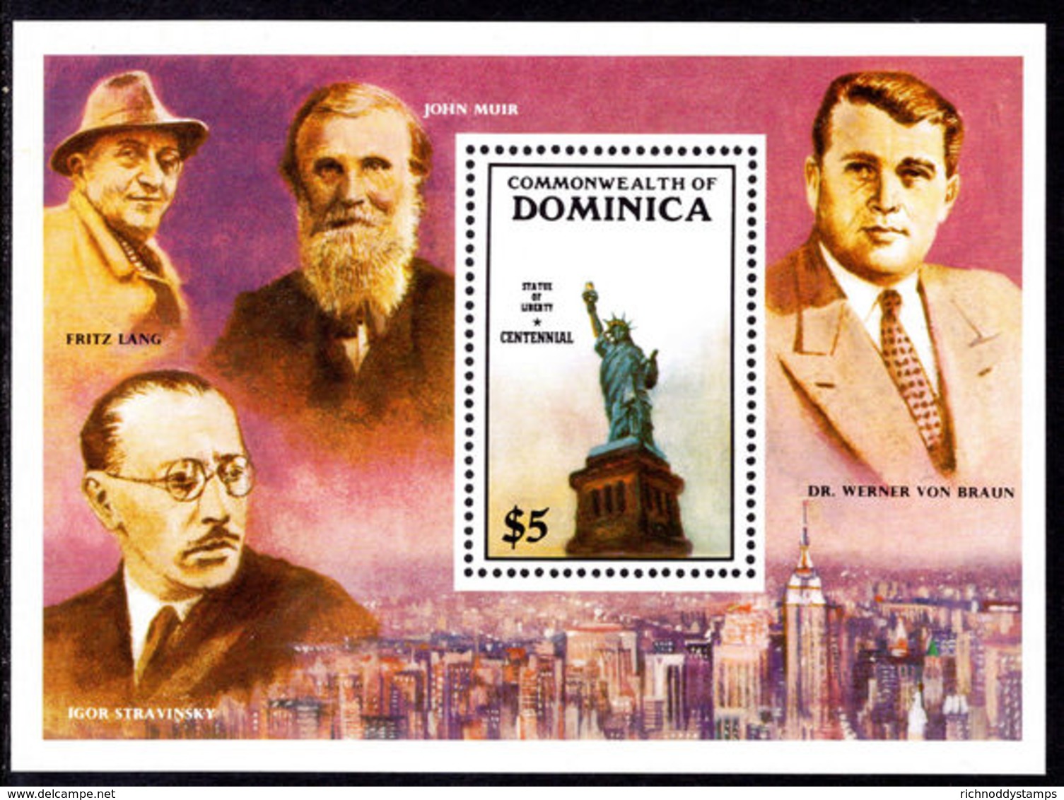 Dominica 1986 Statue Of Liberty Souvenir Sheet Unmounted Mint. - Dominica (1978-...)