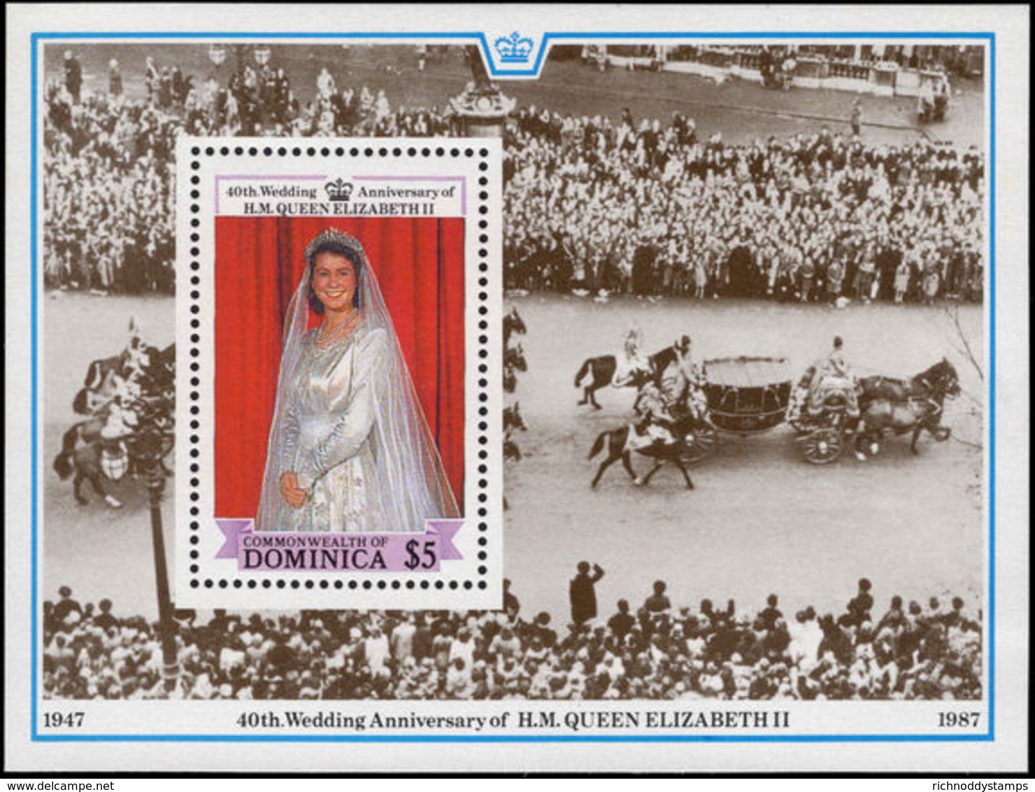 Dominica 1988 Royal Ruby Wedding Souvenir Sheet Unmounted Mint. - Dominica (1978-...)