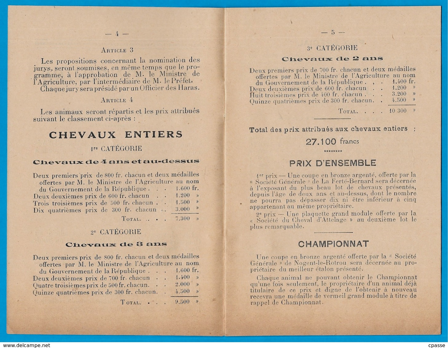 Rare 1933 Programme & Règlement Du CONCOURS SPECIAL De La Race Chevaline Percheronne à 61 LAIGLE * Cheval PERCHERON - Programmes