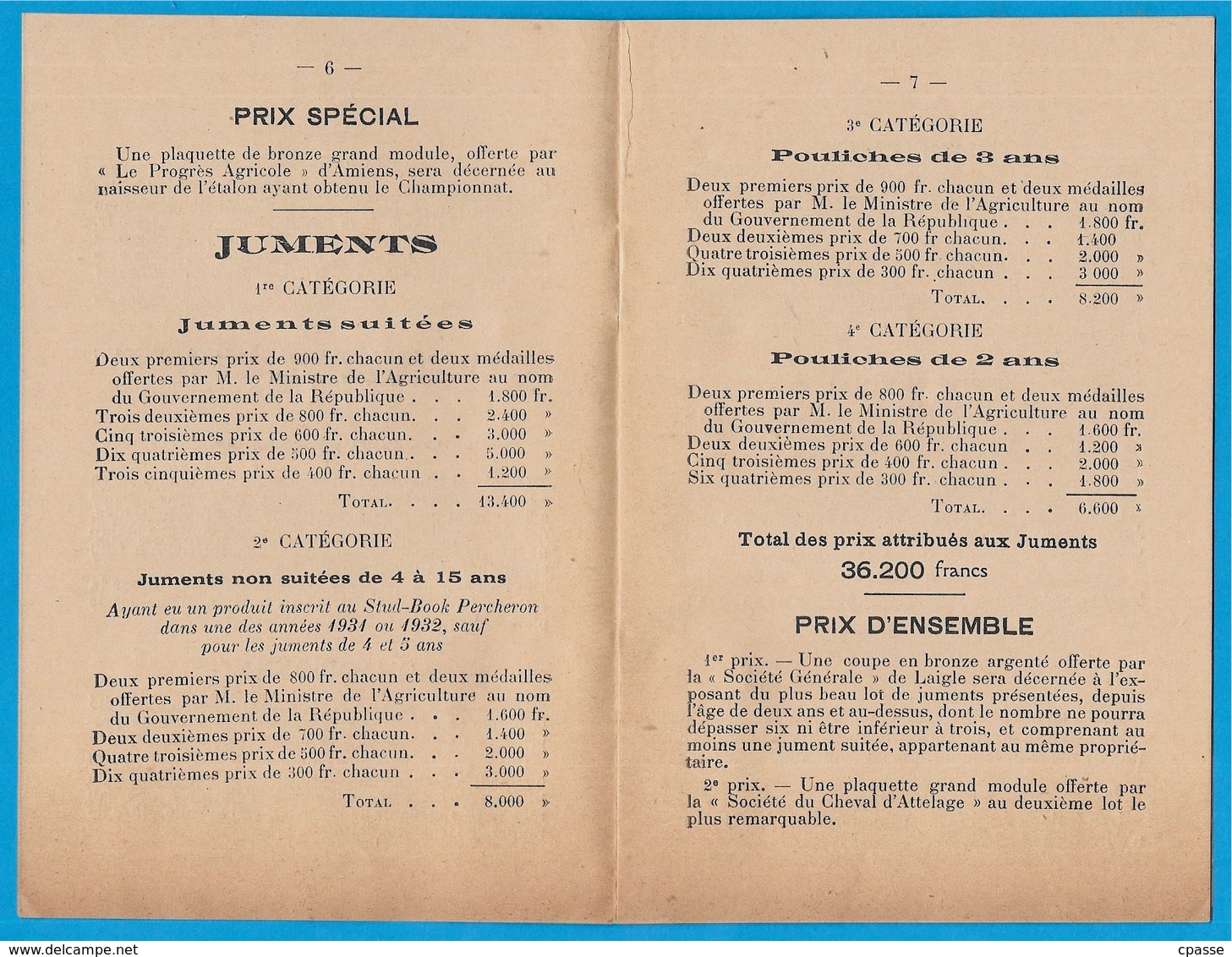 Rare 1933 Programme & Règlement Du CONCOURS SPECIAL De La Race Chevaline Percheronne à 61 LAIGLE * Cheval PERCHERON - Programma's