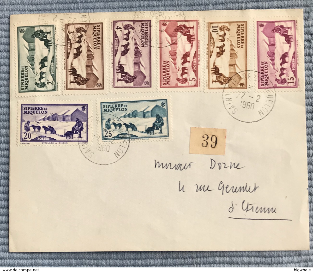 St,Pierre Miquelon 1960 Dog Sled Chien Cover 1P - Covers & Documents