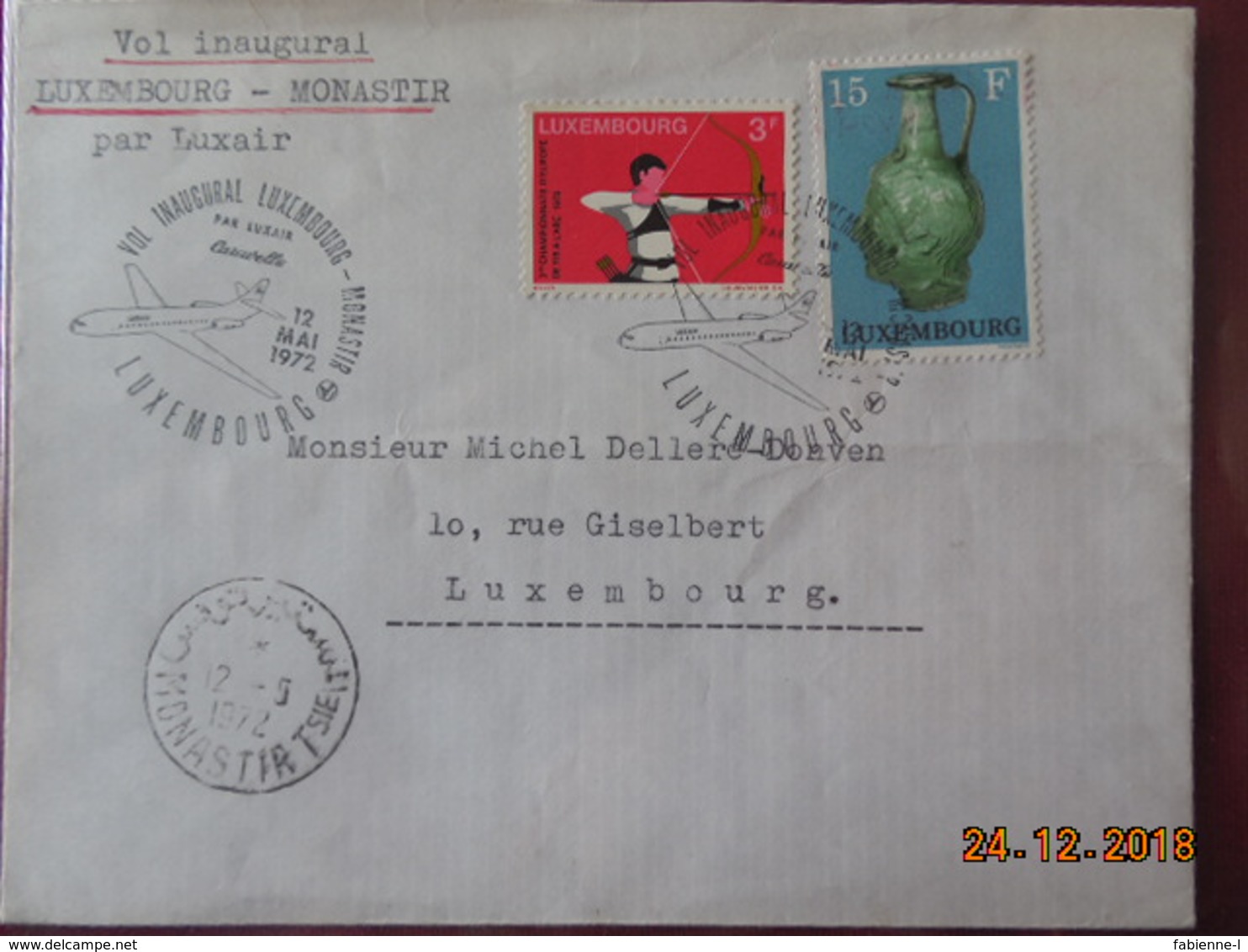 Lettre Du  Luxembourg ( Vol Inaugural Aerien) 1972 - Covers & Documents