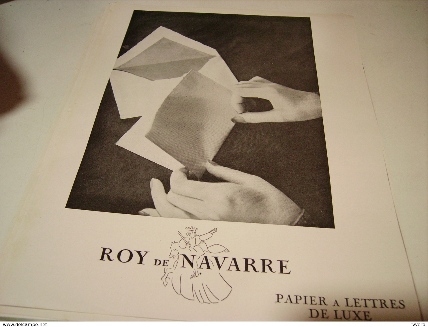 ANCIENNE PUBLICITE PAPIER A LETTRES DE LUXE ROY DE NAVARRE 1954 - Autres & Non Classés