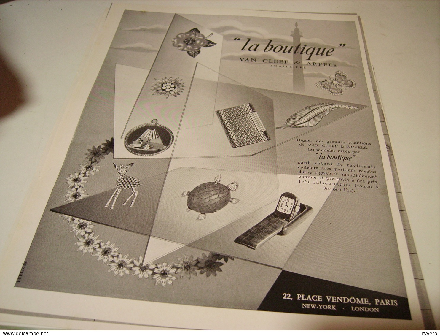 ANCIENNE PUBLICITE JOAILLIER VAN CLEEF & ARPELS LA BOUTIQUE  1954 - Autres & Non Classés