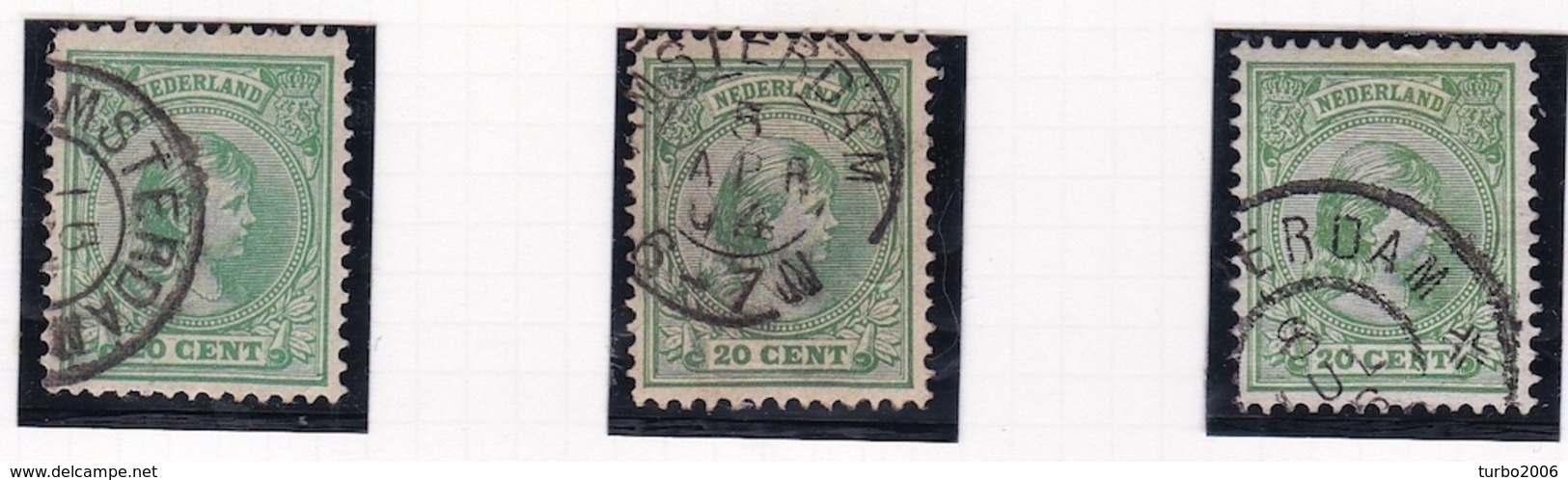 1891 Prinses Wilhelmina Hangend Haar 20 Cent In 3 Kleuren Groen NVPH 40 - Used Stamps