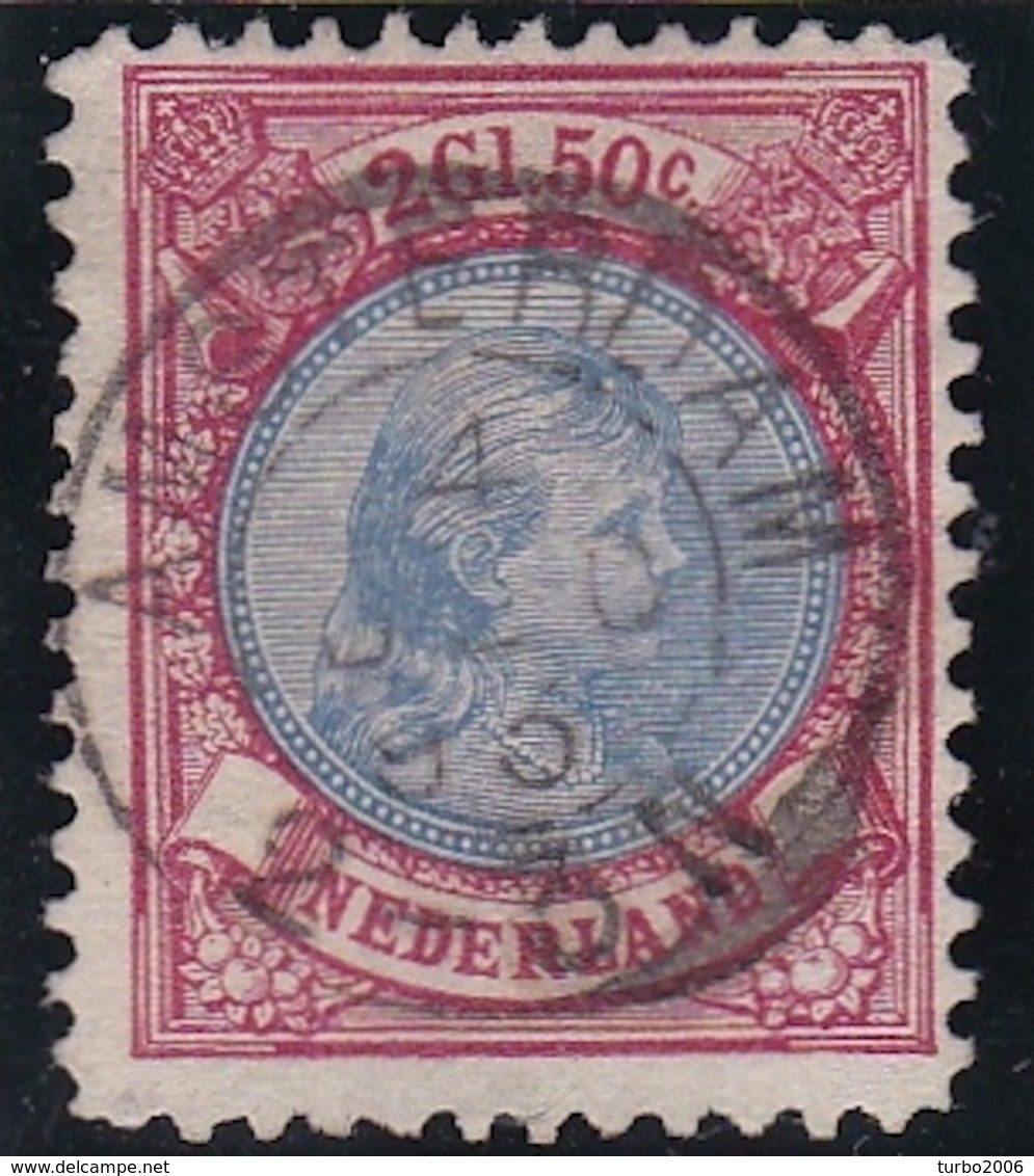 1896 Prinses Wilhelmina 2½ Gulden Wijnrood En Lichtblauw Lijntanding 11½ NVPH 47 A - Oblitérés