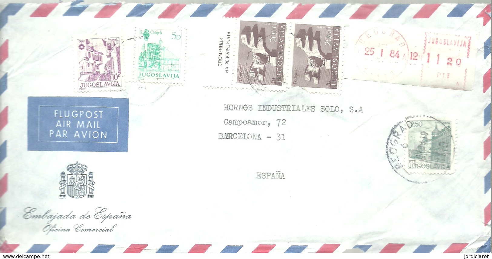 LETTER 1984  DE LA EMBAJADA DE ESPAÑA - Cartas & Documentos