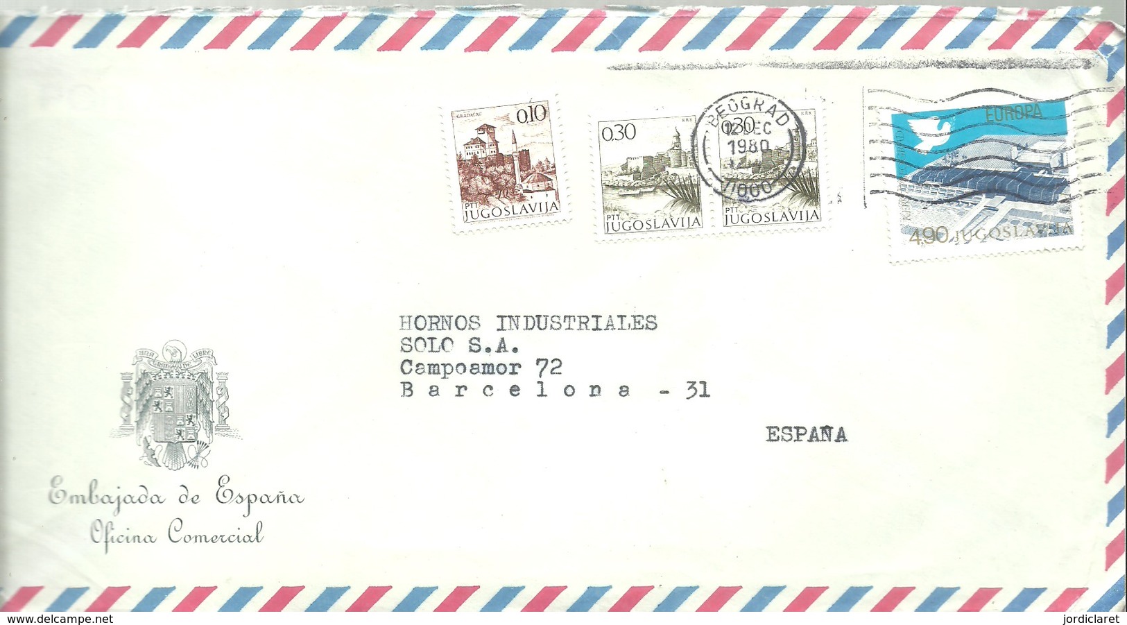 LETTER 1980  DE LA EMBAJADA DE ESPAÑA - Cartas & Documentos