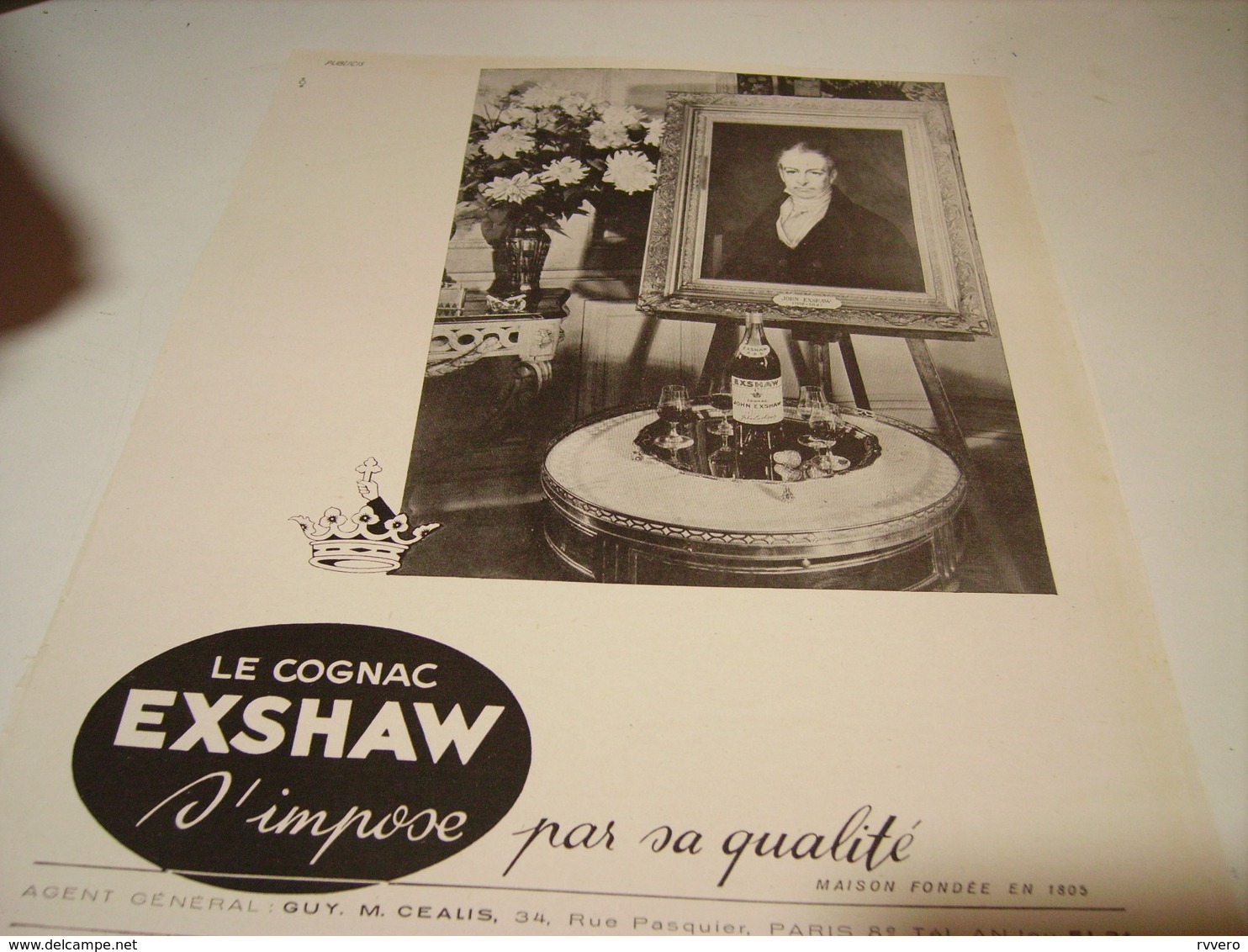 ANCIENNE PUBLICITE COGNAC EXSHAW 1950 - Publicités